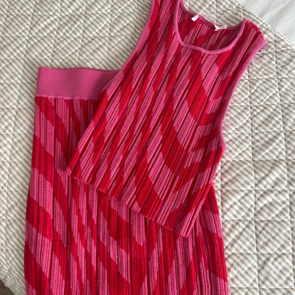Chic Pink and Red Knit Set